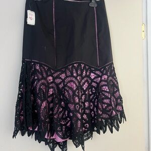 Betsey Johnson Black and Pink Asymmetrical Skirt